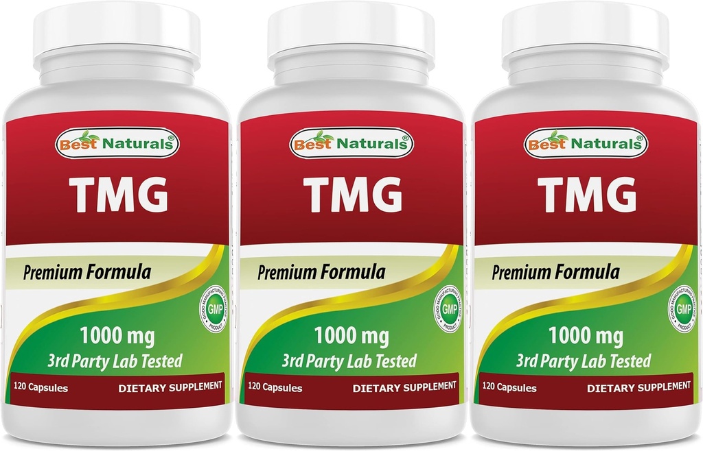En İyi Doğallar TMG Tritilglycine ( Betaine Anhidrus) 1000 mg Servis - 120 Capsules - Sağlıklı Homocysteine Seviyeler ve Medeniyet Desteği (120 )