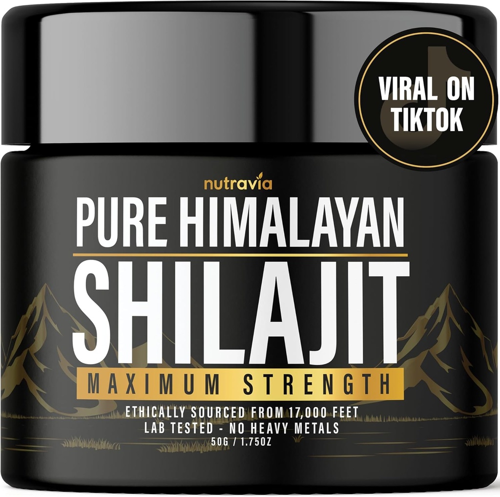 Shilajit Pure Himalaya Organik Giyim - Doğal Kimlik Laboratuvarı Erkekler için Formül Test Edildi - Ağır Metaller - 85+ Trace Minerals Golden Grade Shilajit Supplement (1 Pack)