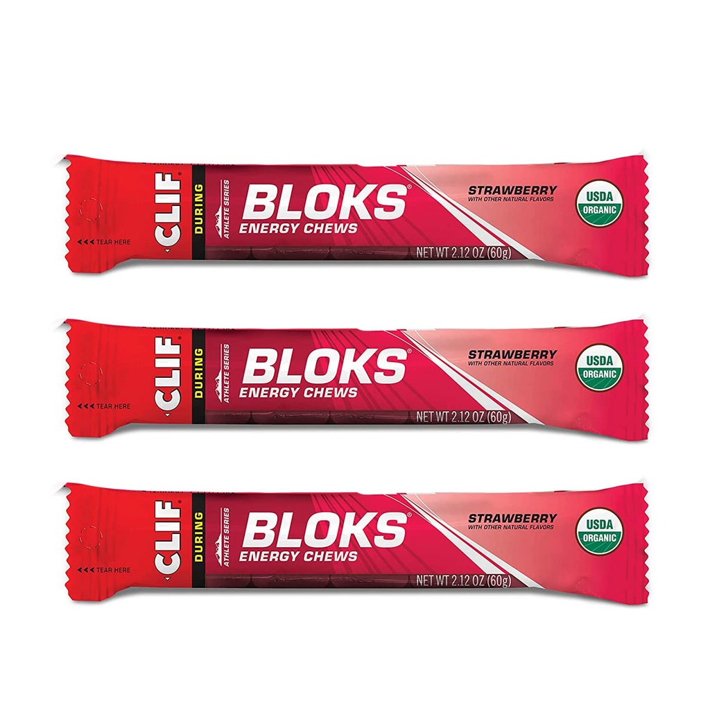 K BLOKS - Enerji Chews - Strawberry- Non-GMO - Bitki bazlı Gıda - Bisiklet ve Koşu-Workout Snack (2.1 Ounce Packet, 3 Count)