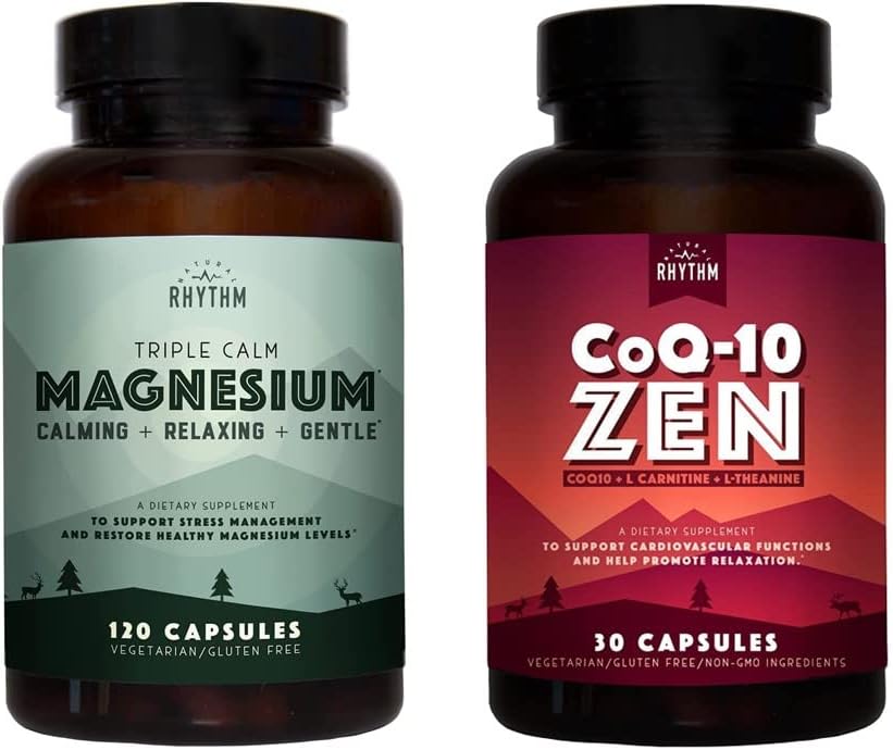 Φυσικό Rhythm Cardio Calm Bundle - Triple Calm Magnesium 150mg, 120 Κάψουλες + CoQ10-ZEN (Συνένζυμο Q10 + L-Καρνιτίνη + L-Θεανίνη), 30 Κάψουλες