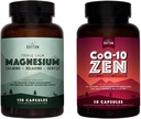 Doğal Rhythm Cardio Calm Sche - Triple Calm Magnezyum 150 mg, 120 Capsules + CoQ10-ZEN (Coenzyme Q10 + L-Carnitine + L-Theanine), 30 Capsules