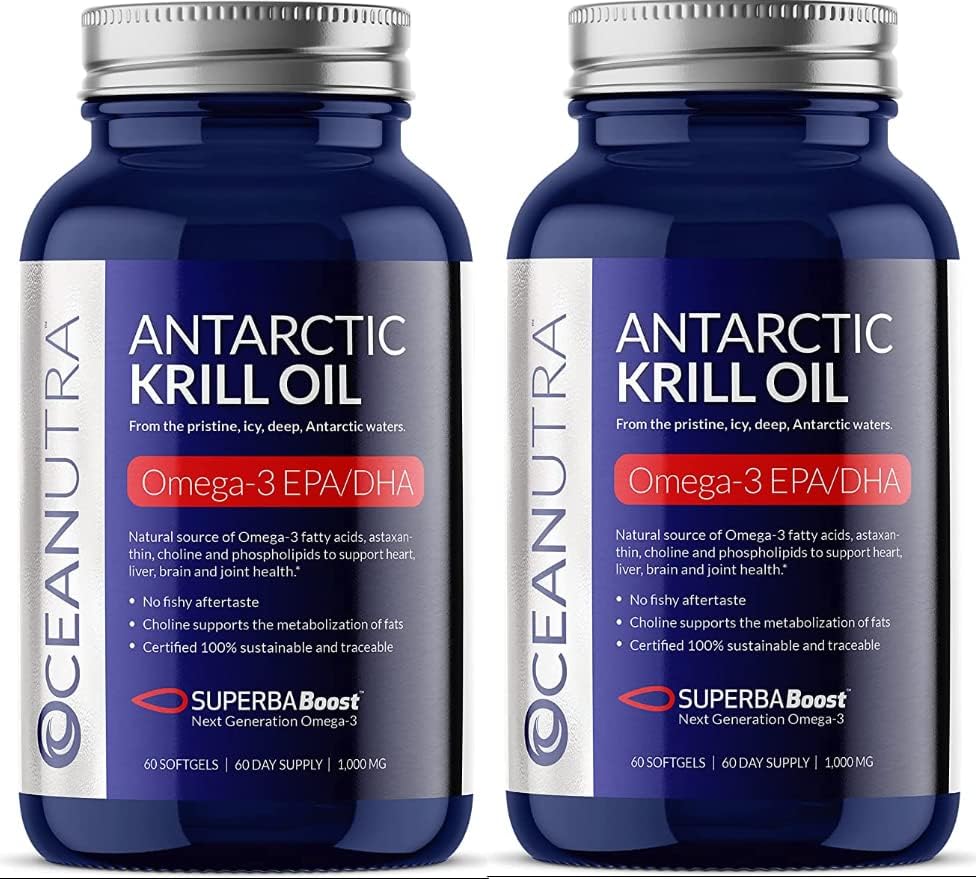100% Pure Krill Oil 1000MG 120-Day Supply Double Strength 56% Phosphoids Astaxanthin Sürdürülebilir Antarktika SuperbaBoost Omega 3 EPA DHA Heart Brain Skin Care, Third-Party Tested, No Fish Oil