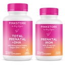 Pink Stork Prenatal + Iron Bundle - Total Prenatal with DHA, Prenatal Iron Supplement, Prenatal Vitamin for Women