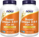 NOW Foods Supplements, Super Omega 3-6-9 1200 mg with a Blend of Fish, Borage and Flax Seed Oils, 180 Softgels,(Pack of 2)