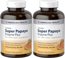 American Health Super Papaya Enzyme Plus Chewable Tabletler, Natural Papaya Flavor - Digestion & Nutrient Abxia, Contains Papain & Other Enzymes - 360 Kont - 2 Paket