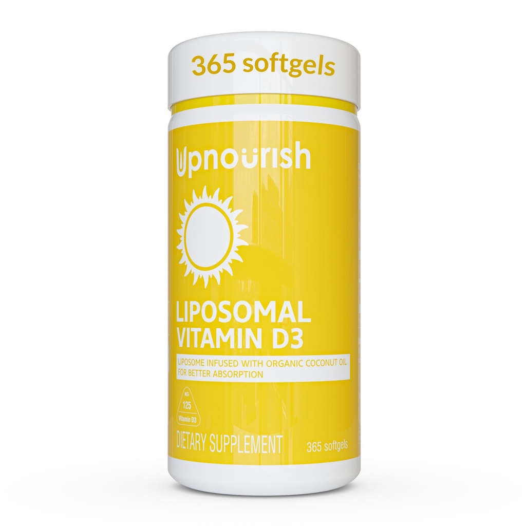 UpNourish Liposomal Vitamin D3 5000 IU Softgels - 1 Yıl Supply | Organik Piramit Yağı D Supplements - Destek Bone, Dental, Heart, Mood & Immune Health - Non GMO Gluten Free - 365 ct