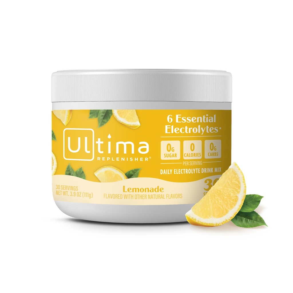 Ultima Replenisher Daily Electrolyte Toz İçecek Mix – Sugar Free – Lemonade, 30 Hizmet - 6 Key Electrolytes ve Trace Minerals ile Hydration Toz – Keto Friendly, Vegan, Non-GMOMO