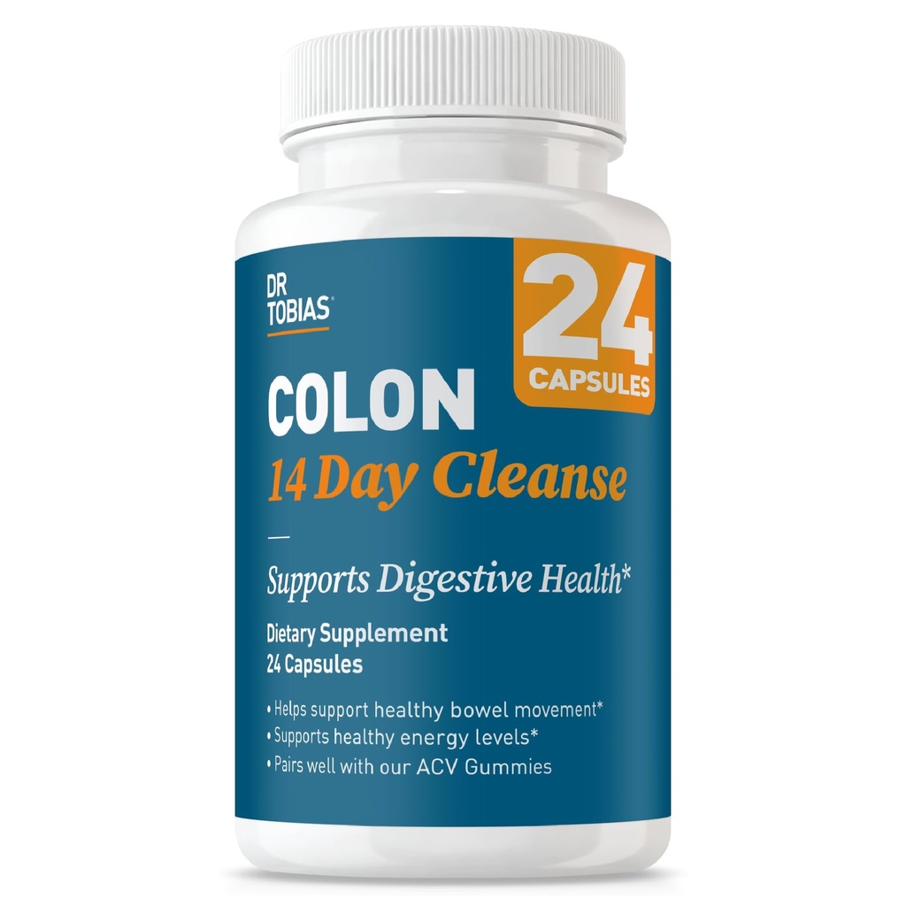 Dr. Tobias Colon Cleanse – Constipation Relief & Gut Health Support for Women & Men | 14 Day Colon Cleanser for a Gentle Colon Detox & Gut Flush 24 Capsules (1-2 Günlük)