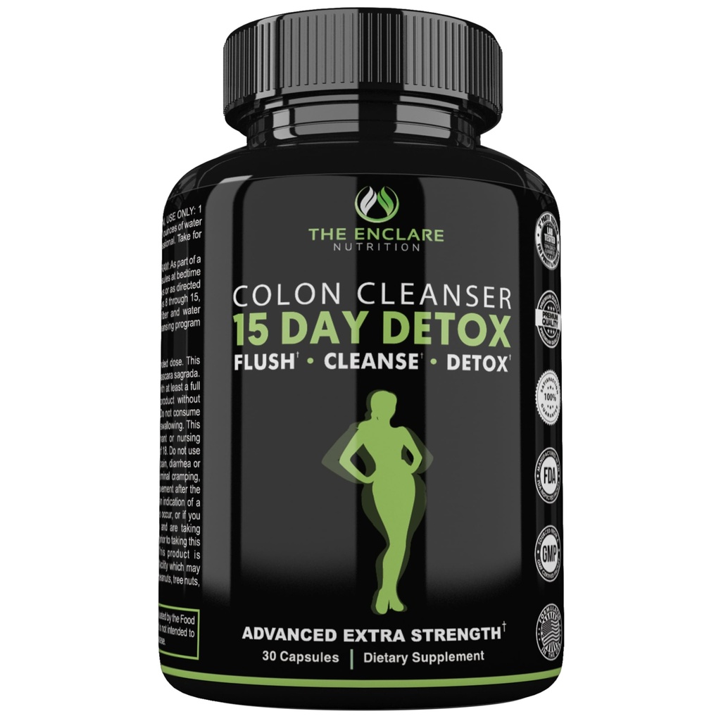 ENCLARE NUTRITION Colon Cleanse 15 Gün Gut Cleanse Pills - Women & Men için Kolon Temizser - Psyllium Probiyotik Laxatives for Constipation, Bloating Relief, Detox Cleanse Kilo Kayıp Desteği (1)