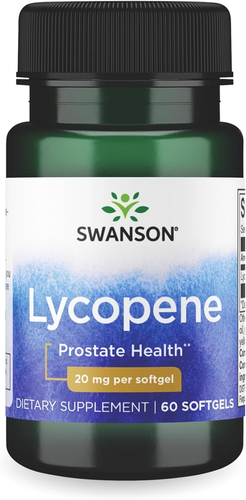 Swanson Lycopene- Natural Men's Health Supplement Prostate & Heart Health, Supports Blood Pressure within a Normal Range (60 Softgels)