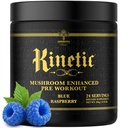Ambrosia Kinetic Organic Preworkout, Mushroom Natural Pre Workout Supplement, Nootropic Superfood Toz for Energy (Mavi Raspberry)