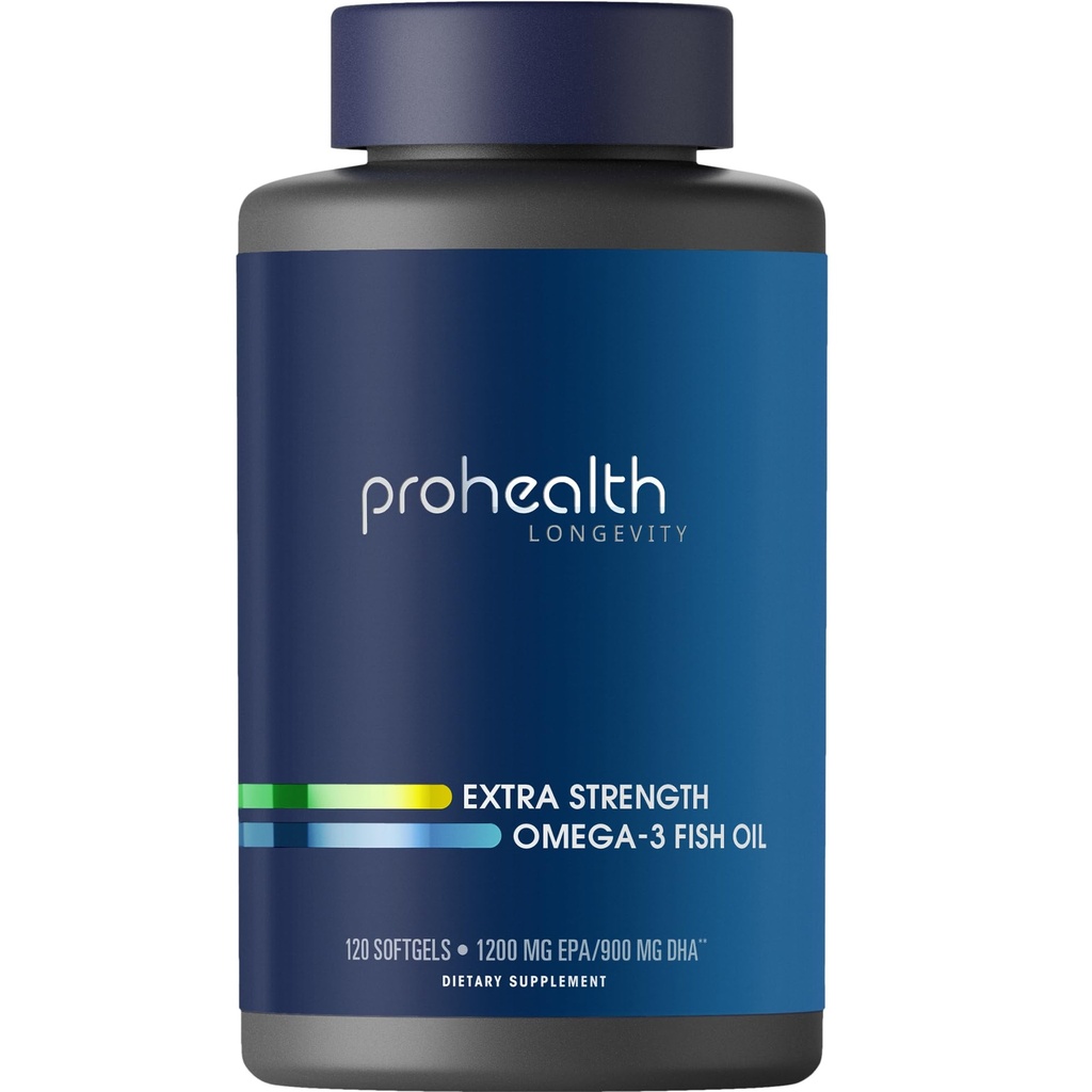 ProHealth Omega-3 Fish Oil Supplements for Women & Men, 120 Softgels, 1200 mg EPA, 900mg DHA & Other Fatty Acids, Extra Strength Fish Oil Nutritional Supplement