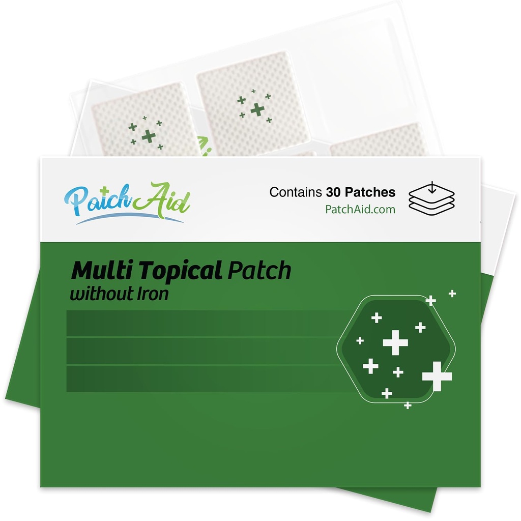 PatchAid Multi Plus Topical Patch Without Iron | Supports Daily Energy | 8 Hour Wear for Easy Absorption | 30 Day Supply