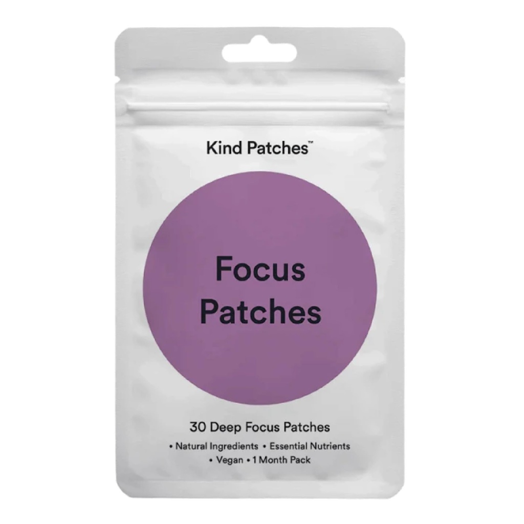 Kind Patches Focus Patches - Mental Clarity and Cognitive Performance - Enhance Productivity with Omega 3, Lion's Mane, L-Theanine, Ginseng - 30 Count