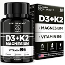 Vitamin D3 K2 with Magnesium Glycinate with Vitamin B6 for Enhanced Absorption | Magnesium 1500mg | D3 10,000 IU | K2 (MK7) 200mcg | Vitamin B6 10mg | Immunity | Heart & Nerve Support | Vegan, Non-GMO