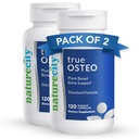 NatureCity True-Osteo Bone Support Supplement – Plant-Based Formula with AlgaeCal Calcium, Magnesium, Vitamin D3, K2 & Silicon | Gentle on Stomach (120 Veggie Capsules) (Pack of 2)