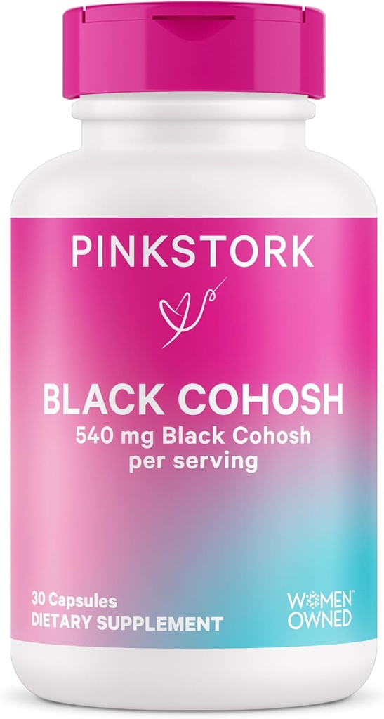Pink Stork Black Cohosh Kadınlar için Yazmenopause için 540 mg Pure Black Cohosh, Menopause Support- 30 Capsules