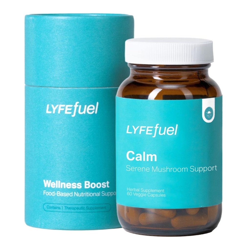 LyfeFuel Adaptogen Blend for Relaxation & Mood Support - Serene Whole Food & Organic Herb Complex to Calm Mind & Body | Lion’s Mane, Chaga, Kava, Lavender | 60 Vegan Capsules