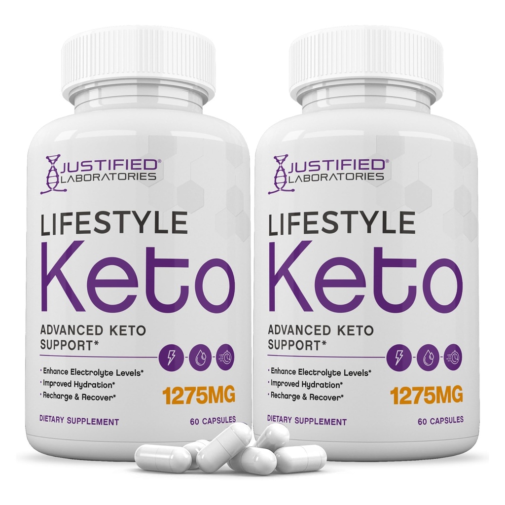 Justified Laboratories (2 Pack Lifestyle Keto Pills 1275MG Νέα & βελτιωμένη Formula Περιέχει μηλίτη μηλίτη μηλίτη έξτρα παρθένο ελαιόλαδο σκόνη πράσινο φύλλο τσαγιού 120 κάψουλες