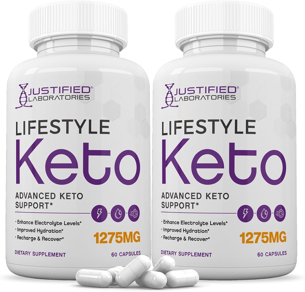 Justified Laboratories (2 Pack Lifestyle Keto Pills 1275MG New & Improv Formula Contains Apple Cider Vinegar Ekstra Virgin Zeytinyağı Toz Yeşil Çay Broşürü 120 Capsules