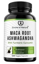 Maca Root, Ashwagandha Root Extract, Κάψουλες για άνδρες & γυναίκες με κουρκουμίνη και βιοπερίνη 120 κάψουλες Made in USA