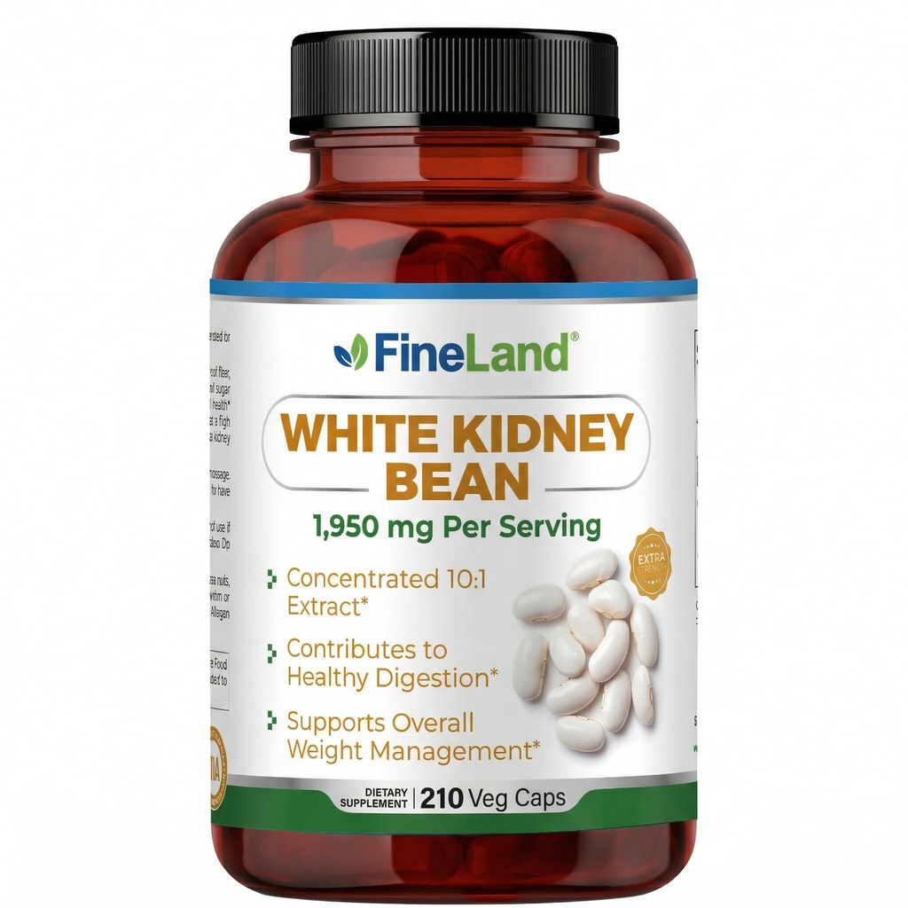 FineLand White Kidney Bean Extract 10:1 – 19.500 mg Ισοδύναμο ανά Σερβίρισμα, 210 κάψουλες Vegan – Υποστηρίζει Μεταβολισμός & Digestive Comfort – Μη ΓΤΟ, Κατασκευασμένο στις ΗΠΑ