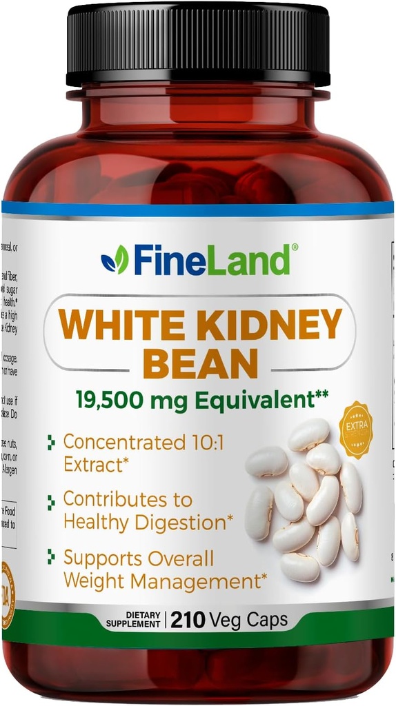 GüzelLand White Kidney Bean 10:1 - Servis başına 19,500 mg Eşdeğer, 210 Vegan Capsules - Destekler Carb Metabolism & Digestive Comfort - ABD'de Yapılmış