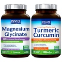 Innate Vitality Magnezyum Glycinate & Turmeric Sche, High Abors, Ortak, Kas & Nerve Health, Black Pepper Extract, Sche & Save, 120 Capsules & 90 Capsule