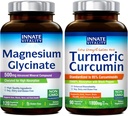 Innate Vitality Magnezyum Glycinate & Turmeric Sche, High Abors, Ortak, Kas & Nerve Health, Black Pepper Extract, Sche & Save, 120 Capsules & 90 Capsule