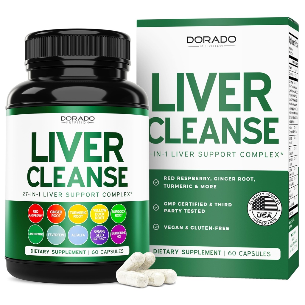 Liver Cleanse Detox & Repair (27 in 1 Formula - Γαϊδουράγκαθο γάλακτος, ρίζα δαντελίων, Turmeric, εκχύλισμα Artichoke & More) - Συμπλήρωμα καθαρισμού Detox, υποστήριξη ήπατος για ενήλικες, Vegan - 60 κάψουλες
