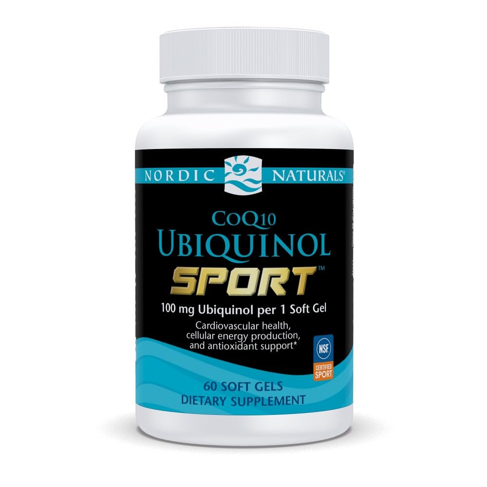 Nordic Naturals Nordic CoQ10 Ubiquinol Sport - 60 Mini Soft Gels - 100 mg Ubiquinol - Heart Health, Physical Performance, Cellular Energy Production - Non-GMO - 60 Servings