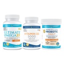Nordic Naturals Mind and Body Starter Pack - Vitamin D3 5000, Ultimate Omega 2X, Nordic Flora Probiotic Daily