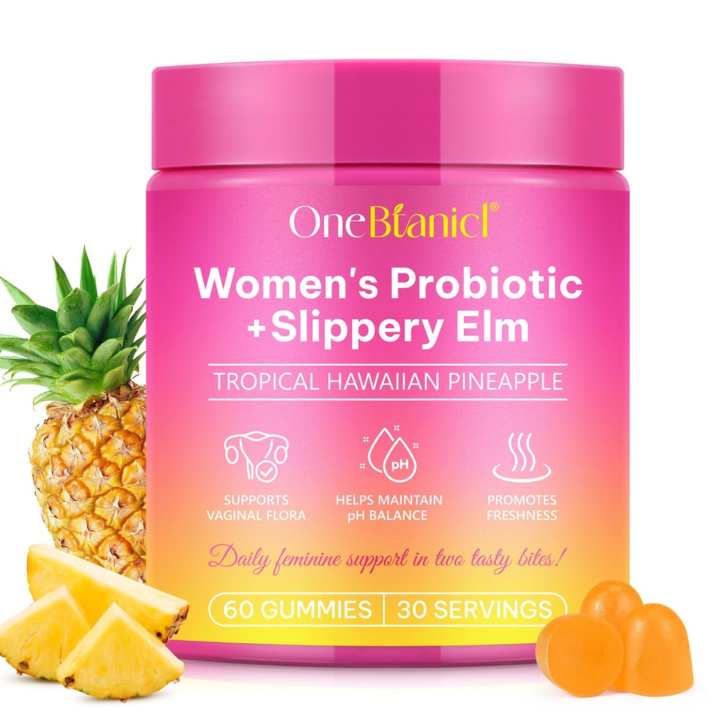 Feminine Probiyotiks Gummies,Vaginal Women Probiyotik,Feminine Balance PH Gummies for Health Odor,Improve Immune, Support Vaginal Health, with Slippery Elm (60 Gummies)