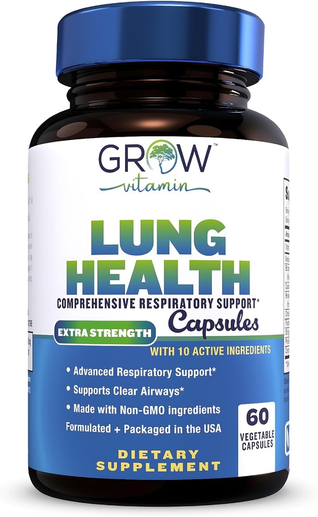 Lung Health, Respiratory Support Supplement, Lung Health Extra Strength Support, Lung Cleanse Formula C ile Bronchial Sistemi Desteklemek için, Breath Clear Airways - 60 Capsules