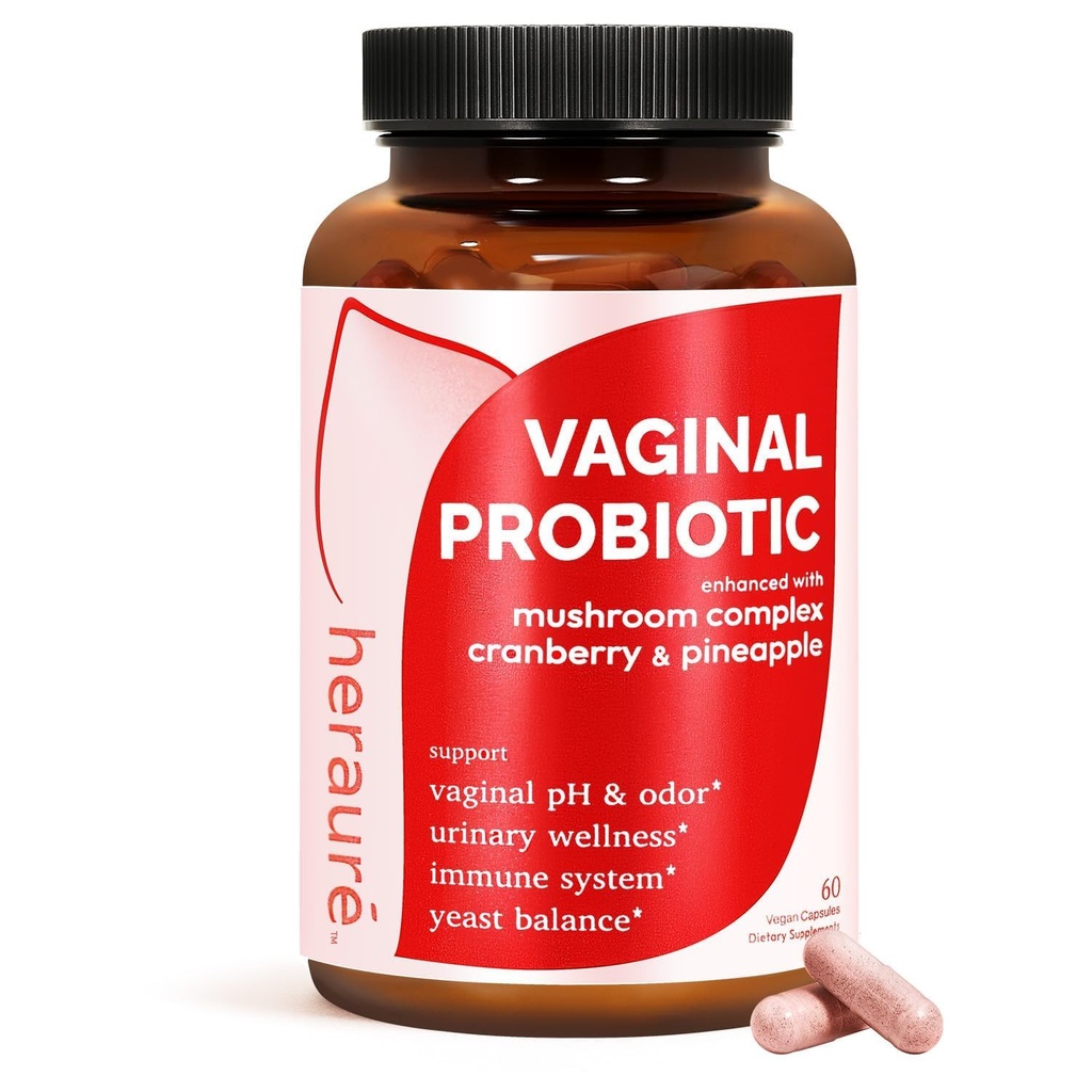 HerAure Vaginal Probiyotikleri Kadınlar için - pH Dengesi, Sağlıklı Vaginal Odor, Vaginal Flora, Yeast Balance, Women Probiyotiks and Prebiyotiks, Immune Support - Prebiyotiks & Lactobacillus Probiyotik,60CT