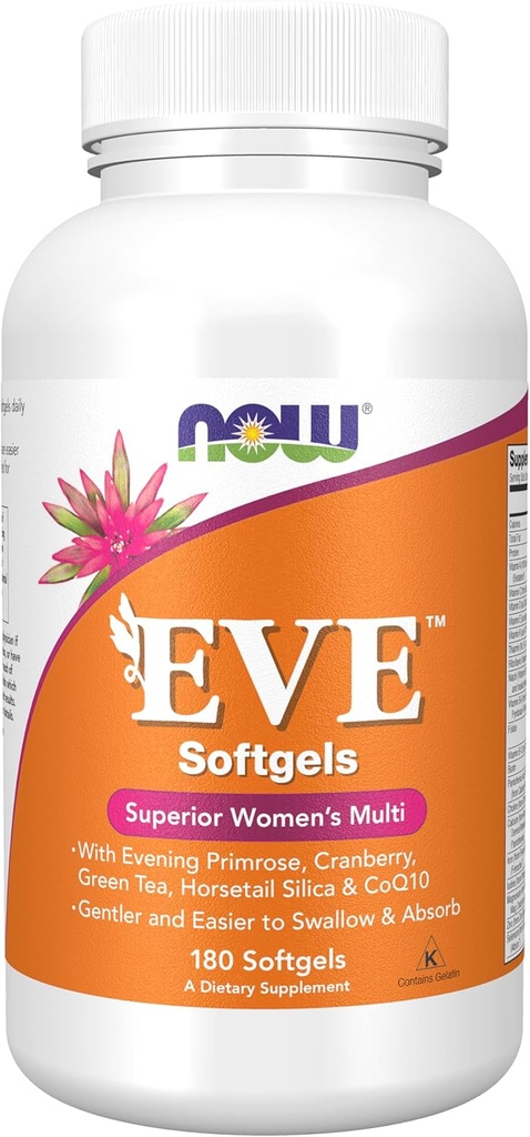 Şimdi Gıdalar Tamamlıyor, EveTM Women's Multivitamin with Evening Primrose, Cranberry, Green Tea, Horsetail Silica & CoQ10, 180 Softgels