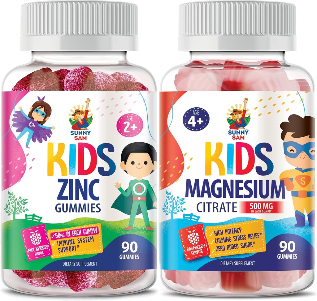 Magnesium Gummies for Kids & Adults - 500mg & Zinc Gummies for Kids & Adults - Zinc Chewable Gummy for Immune Support - Ισχυρό Φυσικό Αντιοξειδωτικό Μη ΓΤΟ συμπλήρωμα για Παιδιά Άνδρες Γυναίκα Ενήλικες.