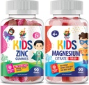 Çocuklar ve Yetişkinler için Magnezyum Gummies - 500 mg & çinko Gummies for Kids & Yetişkinler - Immune Support için çinko Chewable Gummy - Çocuklar için Güçlü Doğal Antioksi Non-GMO Supplement