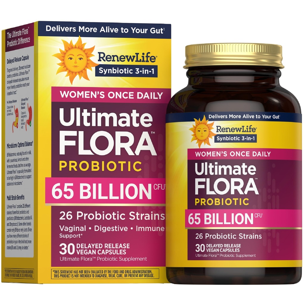 Ανανέωση ζωής Ultimate Flora Probiotics για τις γυναίκες 65 δις CFU Καθυστερημένη απελευθέρωση Vegan Κάψουλες 