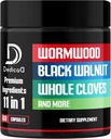 Συμπληρώματα καψακίων Wormwood - Εκχυλισμένα από Μαύρο Καρύδι, Γαρύφαλλα, Κουρκουμάς, Apple, Berberine HCl & More - 11 Συστατικά Συνδυασμένα για το ανοσοποιητικό σύστημα, Διαχείριση Σώματος - 60 Κάψουλες