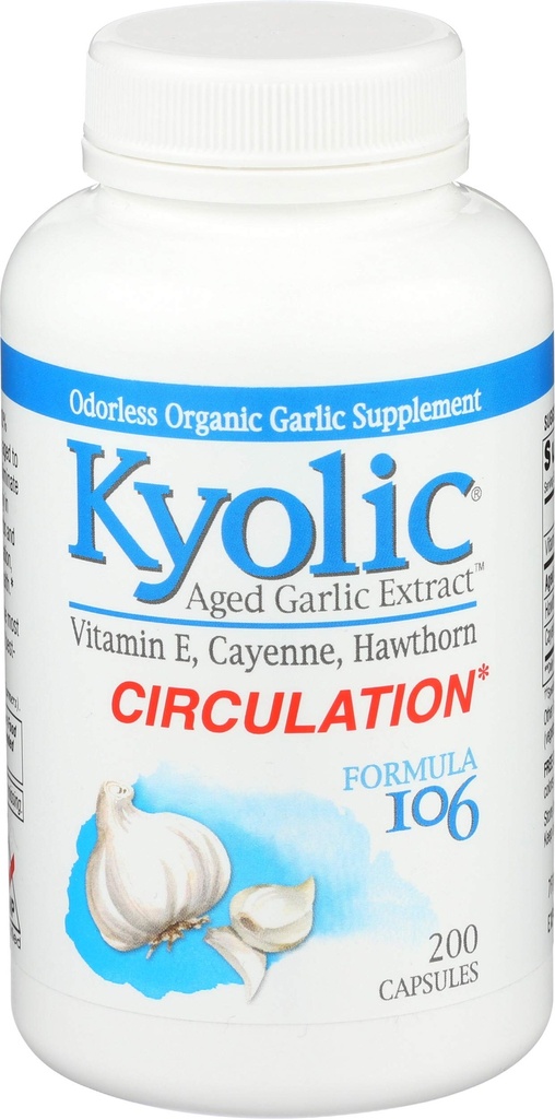 Kyolic, Garlic 106 with Vitamin E & Cayenne, 200 Count