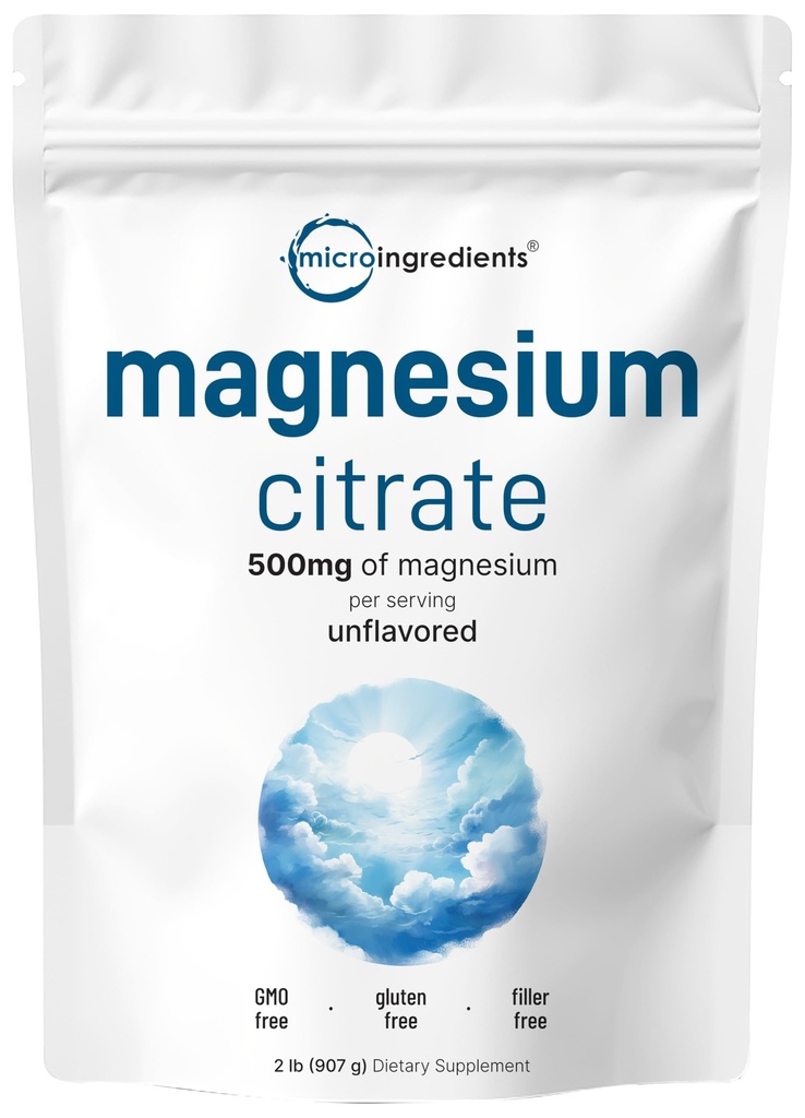 Magnesium Citrate Powder, 2lbs | Unflavored Magnesium Supplement | Relaxation and Nutrient Utilization | Easily Absorbed Formula | Non-GMO, Vegan, Gluten Free