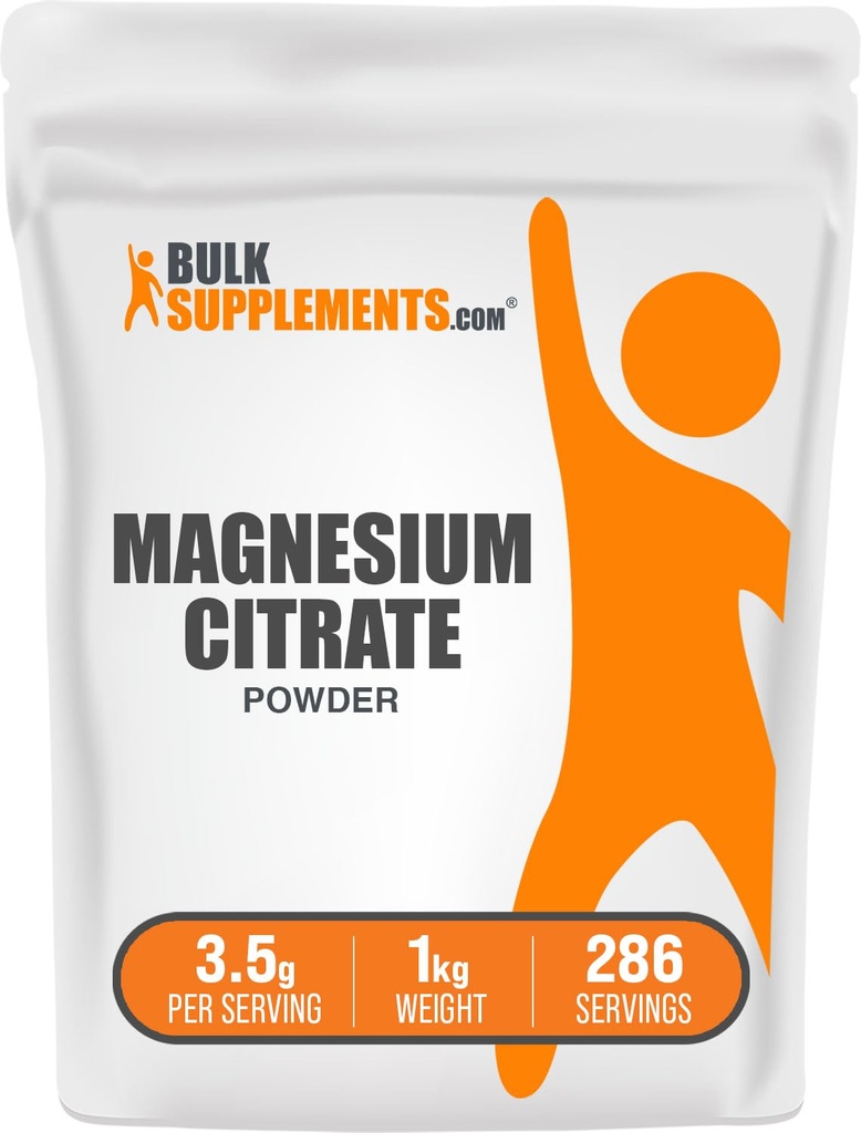 BulkSupplements.com Magnesium Citrate Powder - Magnesium 400mg Supplement, Easily Absorbable - Pure & Gluten Free, 3.5g per Serving, 1kg (2.2 lbs) (Pack of 1)