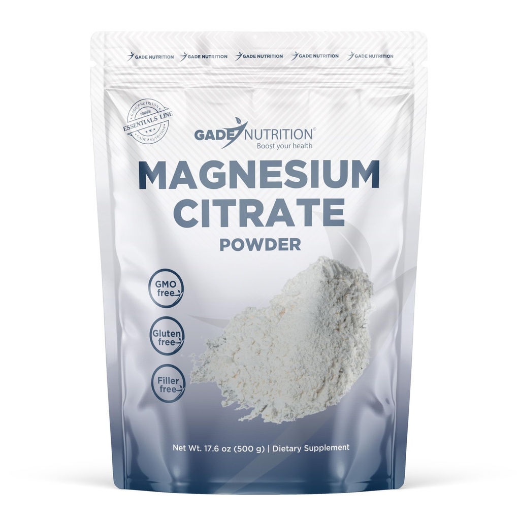 Gade Nutrition Pure Magnesium Citrate Powder | Non-GMO, Gluten-Free, Filler Free, Highly Absorbable | USA Made