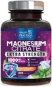 Magnesium Citrate 1000mg Per Serving - Max Absorption Magnesium Powder Capsules for Muscle, Nerve, Bone and Heart Health Support, High Absorption Citrate Complex, Gluten Free, Non-GMO - 240 Capsules