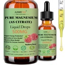 Pure Magnesium Citrate 500mg Liquid Drops, High Absorption Chelated Calm Magnesium for Sleep Relaxation Muscle Bone Nerve & Brain Health, Gentle on Stomach, Non GMO, Vegan for Women Men & Kids