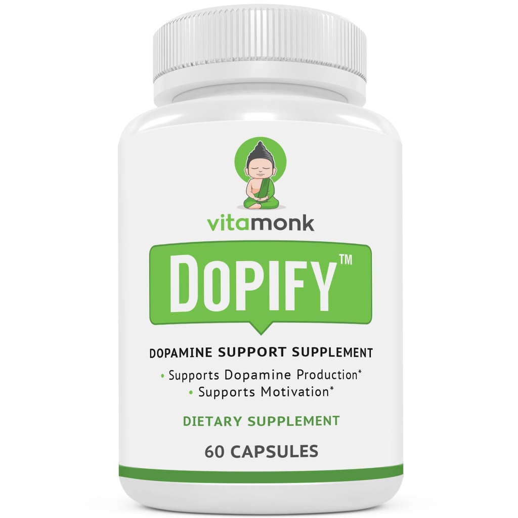 VitaMonk Dopamine Supplement Dopamine ATM ile Uridine Monofoz, Mucuna Pruriens, L-Theanine, Tyrosine ve More - No Yapay Fillers, Just Brain Food - 60 Capsules