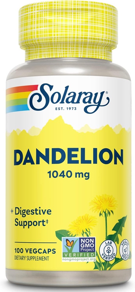 SOLARAY Dandelion Root | Health Liver, Kidney, Digestion & Water Balance Support | Non-GMO, Vegan, 100 VegCaps, 50 Serv