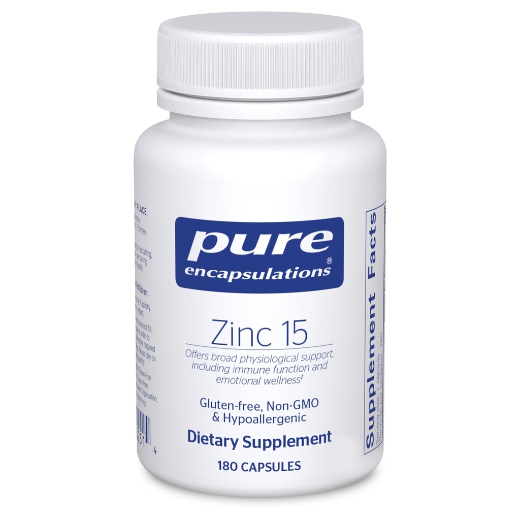 Pure Encapsulations Zinc 15 mg - Zinc Picolinate Supplement for Immune System Support, Growth & Development - for Wound Healing - 180 Capsules