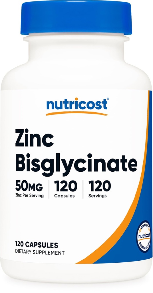 Nutricost çinko Bisglycinate (50 mg) 120 Vegan Capsules - GMO-Free, Gluten-Free Supplement